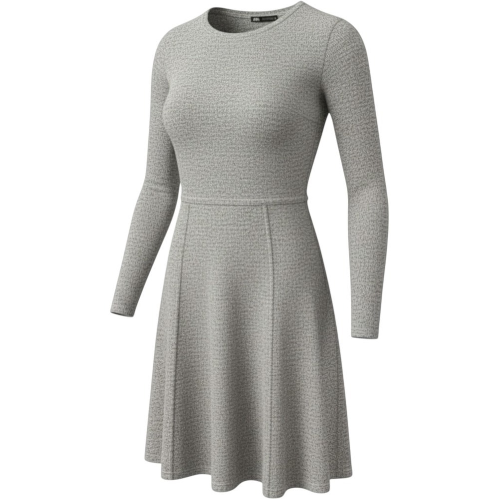 Zara Grey‎ Black Long Sleeve Fit and Flare Knit Dress 1165/478/803 Small